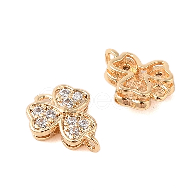 Brass Pave Clear Cubic Zirconia Connector Charms KK-B100-027G-1