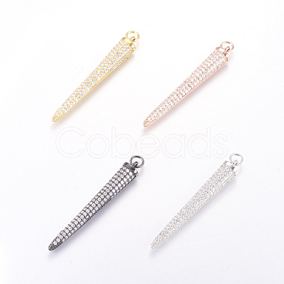 Brass Micro Pave Cubic Zirconia Pendants ZIRC-L068-50-1