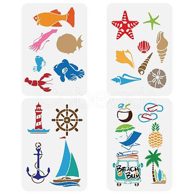 4Pcs 4 Styles PET Hollow Out Drawing Painting Stencils DIY-WH0394-0298-1