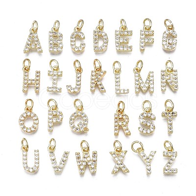 Brass Micro Pave Clear Cubic Zirconia Charms KK-N241-001-NR-1