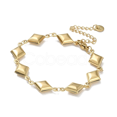 304 Stainless Steel Rhombus Link Chain Bracelets for Women BJEW-U002-01G-1