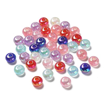 Luminous Rainbow Iridescent Plating Acrylic European Beads OACR-P019-04A-M-1