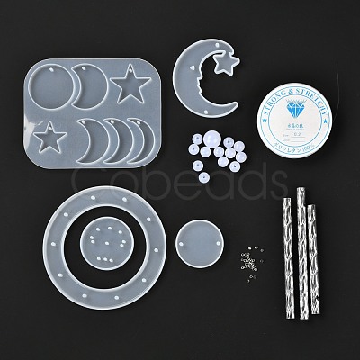 DIY Star & Moon Wind Chime Making Kits DIY-P028-17-1