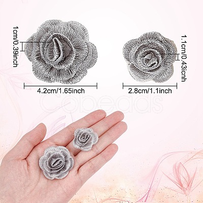 Nbeads 3D Rose Flower Polyester Computerized Embroidered Ornament Accessories DIY-NB0008-21B-1