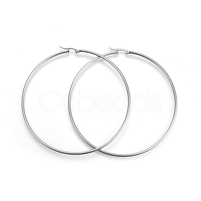 Tarnish Resistant 201 Stainless Steel Big Hoop Earrings EJEW-A052-20E-P-1