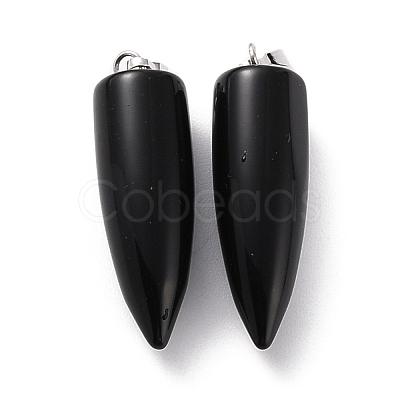 Natural Obsidian Pointed Pendants G-D040-01P-B16-1