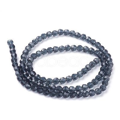 Faceted(32 Facets) Glass Round Beads Strands X-EGLA-J042-6mm-03-1