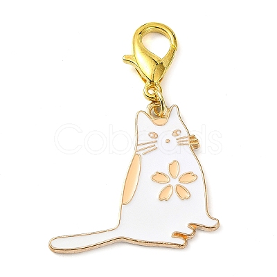 Cat Shapes Alloy Enamel Pendants Decorations HJEW-JM01765-1