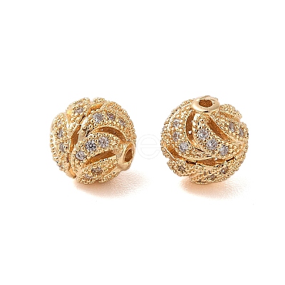 Brass Micro Pave Clear Cubic Zirconia Beads KK-B100-025G-1