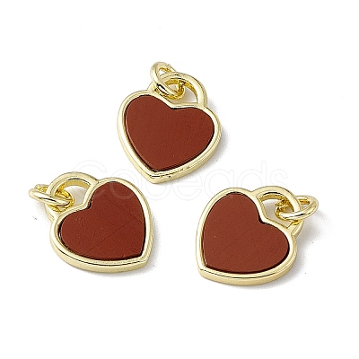 Natural Mixed Stone Heart Charms G-G977-05G-1