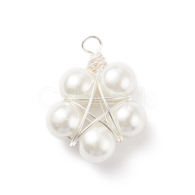 Glass Pearl Pendants PALLOY-JF01542-02-1