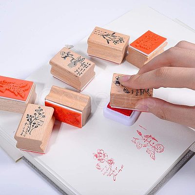 Wooden Stamps AJEW-NB0001-25-1