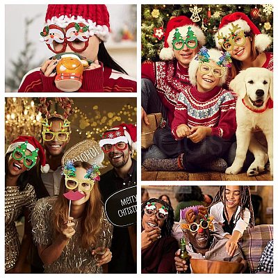 Christmas Plastic & Non-woven Fabric Glitter Glasses Frames AJEW-E053-01D-1