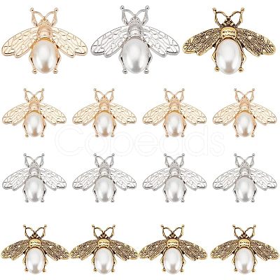 WADORN 12Pcs 3 Colors Zinc Alloy Bees Shoe Decorations FIND-WR0006-69-1