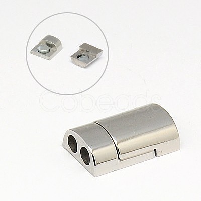 Tarnish Resistant 304 Stainless Steel Magnetic Clasps with Glue-in Ends STAS-I011-02-1