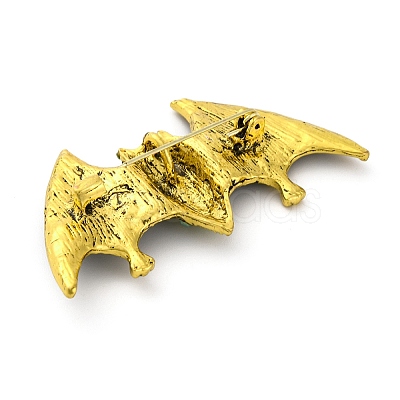 Zinc Alloy Rhinestone Halloween Bat Brooch JEWB-I033-03A-1