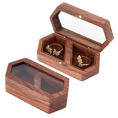 2-Slot Wooden Couple Rings Storage Boxes CON-WH0087-42B-1