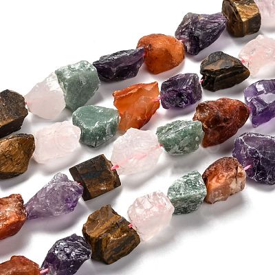 Rough Raw Natural Mixed Gemstone Beads Strands G-J388-06-1