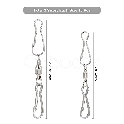 Gorgecraft 20Pcs 2 Style Stainless Steel Spinning Dual Clip Swivel Hooks AJEW-GF0004-84-1