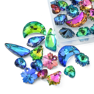 48Pcs 15 Style Glass Rhinestone Pendants EGLA-YW0001-41-1