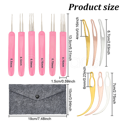 GOMAKERER 12 Styles Zinc Alloy & Stainless Steel Dreadlock Crochet Hooks AJEW-GO0001-59-1