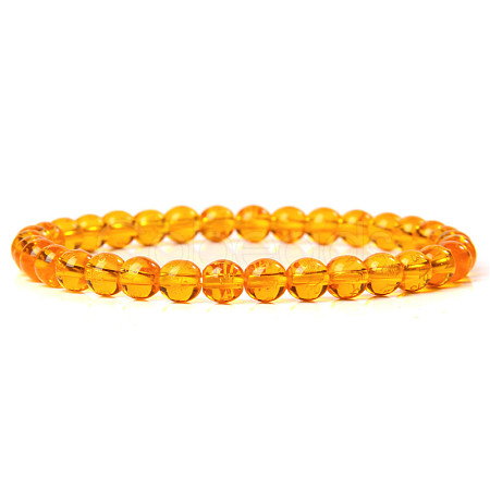 Natural Amber Round Beaded Stretch Bracelet SF8562-17-1