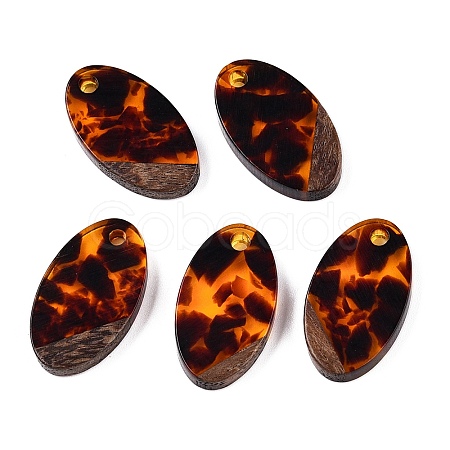 Transparent Resin and Walnut Wood Pendants RESI-T057-03D-1