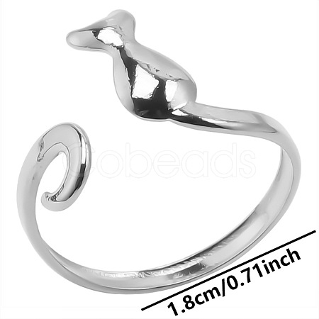 Geometric Stainless Steel Cat Open Cuff Ring for Unisex XN1177-1-1