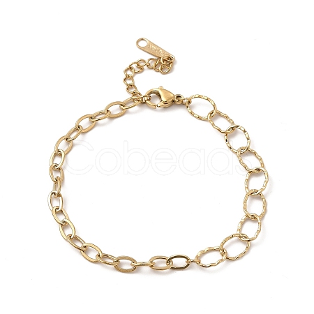 Ion Plating(IP) 304 Stainless Steel Oval Link Chain Bracelet for Women BJEW-G667-07G-1