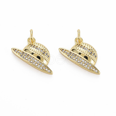 Brass Micro Pave Cubic Zirconia Pendants KK-T004-106G-02-1