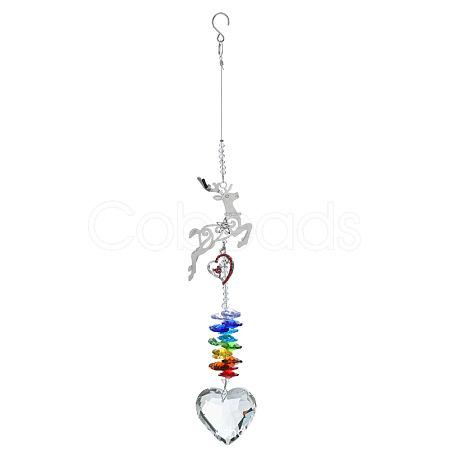 Christmas Glass Heart Pendant Decoration DJEW-PW0019-04B-1