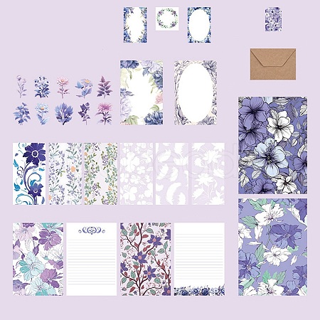 Flower Scrapbook Paper Pads & Stickers & Envelope Set PW-WG11847-04-1