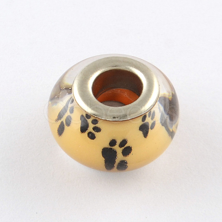 Large Hole Dog Paw Prints Pattern Resin European Beads OPDL-Q129-223A-1