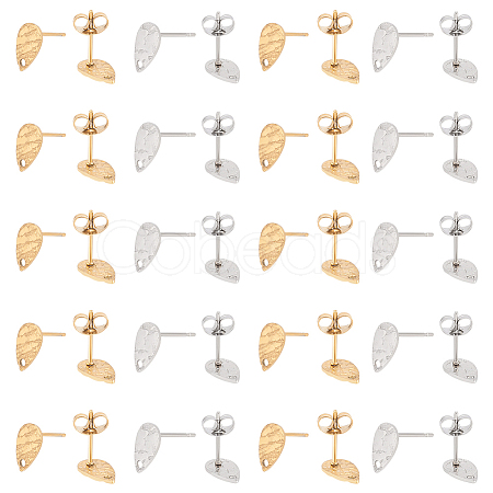 Unicraftale 40Pcs 2 Colors 304 Stainless Steel Stud Earring Findings STAS-UN0042-54-1