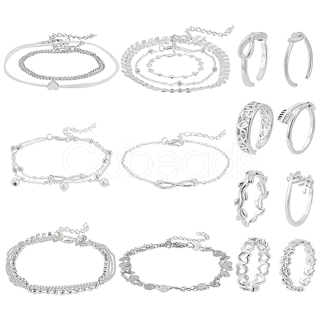 ANATTASOUL 17Pcs 17 Style Heart & Leaf & Flower & Infinity Jewelry Set SJEW-AN0001-41-1