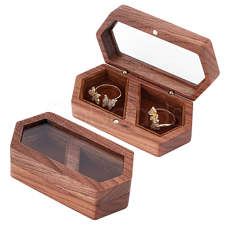 2-Slot Wooden Couple Rings Storage Boxes CON-WH0087-42B-1