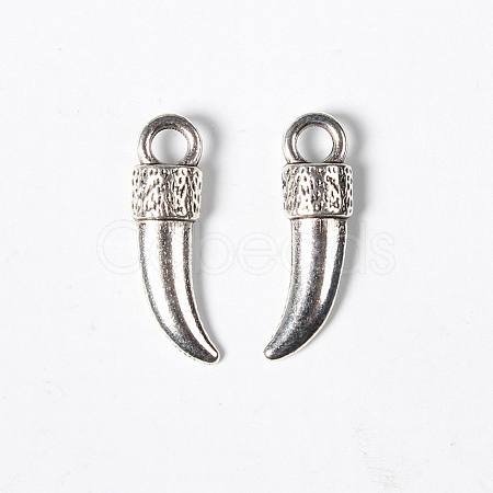 Tibetan Style Alloy Italian Horn Pendants TIBEP-EA13608Y-LF-1