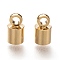 Brass Cord Ends, End Caps, Long-Lasting Plated, Column, Real 24K Gold Plated, 8x4.5mm, Hole: 1.8mm, Inner Diameter: 3mm