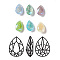 Crackle Moonlight Style K9 Glass Rhinestone Cabochons, Pointed Back, Teardrop, Mixed Color, 14x10x5.5mm