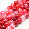 Natural Striped Agate/Banded Agate Bead Strands, Round, Grade A, Dyed, Cerise, 6mm, Hole: 1mm, about 62~63pcs/strand, 14.5 inch