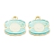 Alloy Enamel Pendants, for DIY Accessories, Scallop Shapes, Light Gold, Lead Free & Cadmium Free, Turquoise, 18x17.5x2mm, Hole: 2mm