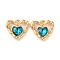 Alloy Crystal Rhinestone Pendants, Heart Charms, Blue, 18.5x19x5mm, Hole: 2mm