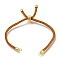 Braided Cotton Cord Slider Bracelet Making, with Rack Plating Brass Findings, Real 18K Gold Plated, Peru, 8-5/8x1/8 inch(22x0.3cm), Hole: 2mm