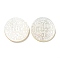 Carved Natural White Shell Cabochons, Flat Round, Creamy White, 15x2~3mm