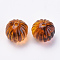 Acrylic Corrugated Beads, Imitation Amber, Round, Dark Orange, 16mm, Hole: 2mm, about 200pcs/500g