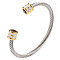 July Twisted Stainless Steel Rhinestone Open Cuff Bangles, Torque Bangles for Women