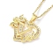 304 Stainless Steel Heart Pendant Necklaces with Cubic Zirconia, Letter Charms, Letter V, 16.54 inch(42cm)