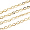 Brass Chains, Oval Link Chains, with Spool, Long-lasting Plated, Unwelded, Textured, Golden, 6x4x0.3mm, about 32.8 Feet(10m)/roll