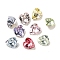 Glass Rhinestone Cabochons, Flat Back & Back Plated, Faceted, Heart, Mixed Color, 6.5x6x4mm