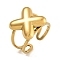 304 Stainless Steel Finger Ring, Real 18K Gold Plated Cuff Ring, Letter X, Inner Diameter: 18mm, Letter: 14~15x6.5~19mm